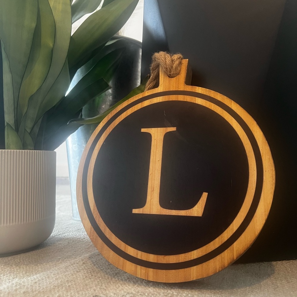 Round Wooden Wall Hanging with Letter L